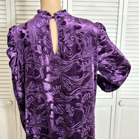 ModCloth In With the Nouveau Shift Puff Sleeves Ruffled Dress in Purple XL - Picture 10 of 13